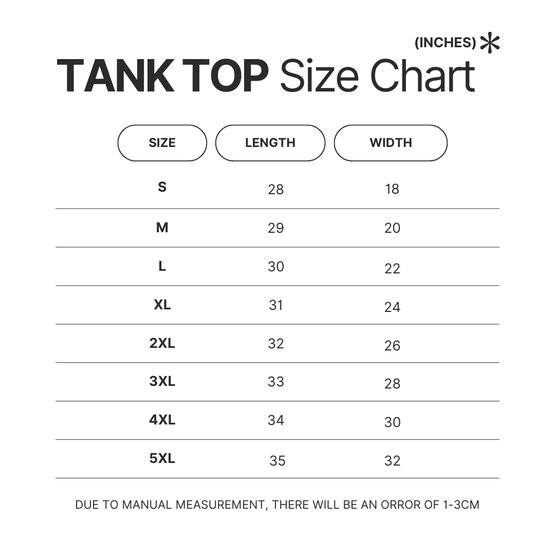 Tank Top Size Chart - Brockhampton Merch